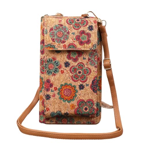 aolaso Kork Handytasche zum Umhängen Damen, Kleine Schultertasche Handytasche zum Umhängen mit Kartenfächer Crossbody mit Schultergurt von aolaso