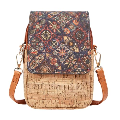 aolaso Kork Handytasche zum Umhängen Damen, Kleine Schultertasche Handytasche zum Umhängen mit Kartenfächer Crossbody-model 3 von aolaso