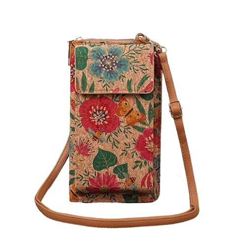 aolaso Cork Handytasche zum Umhängen Damen, Kleine Schultertasche Handytasche zum Umhängen mit Kartenfächer Crossbody mit Schultergurt von aolaso