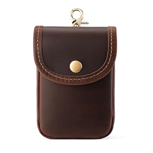 aolaso Leder Double Deck Spielkartenetui Passt Poker und Bridge Größe Karten, Durable Leder EDC Gürteltasche für Herren von aolaso