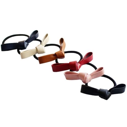 6 Stück moderne einfache Schleife Haarband elastische Schleifen Pferdeschwanz Halter Gummiband Krawatte Seil Scrunchies Bowknot Haarschmuck für Frauen Kopfbedeckung von aoukoslt