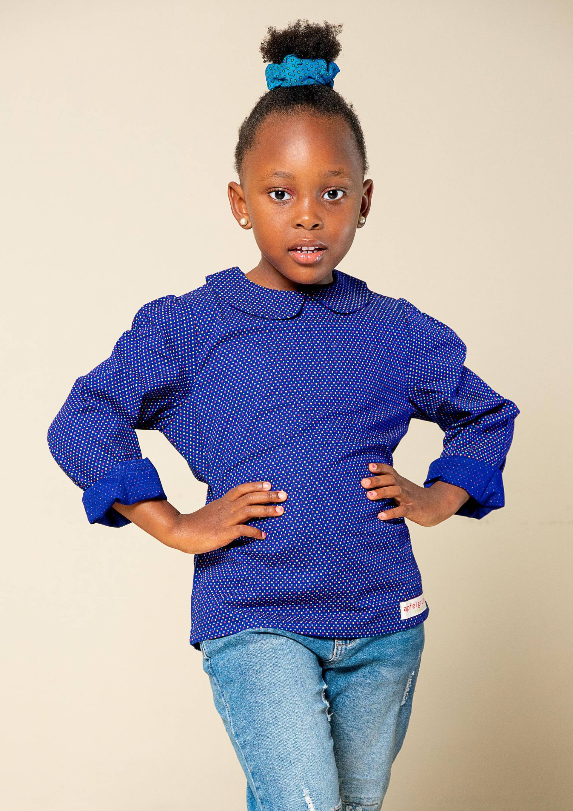 Mädchen Bluse Gepunktet Langarm Bubikragen Basic Baumwolle Im Partnerlook Mit Mama von apfelgruenAtelier