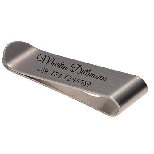 aplusashop ID Geldklammer mit Gravur nach Wunsch Geldscheinklammer Edelstahl Geldclip NEU (Mit Gravur) von aplusashop