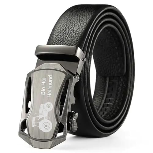 aplusashop ID Herren Gürtel Echtleder mit Gravur nach Wunsch Automatik Massive Schnalle NEU schwarz/braun bis 130cm NR7 (Schwarz) von aplusashop