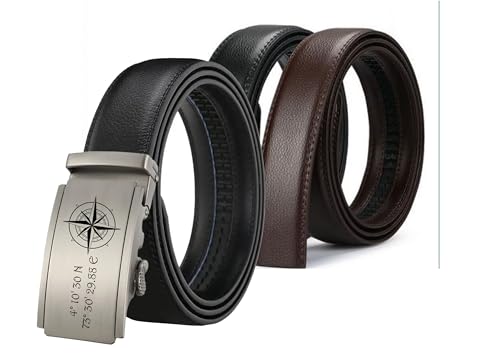 aplusashop ID Herren Gürtel Echtleder mit Gravur nach Wunsch Automatik Massive Schnalle Nr2 NEU schwarz/braun bis 130cm (Schwarz) von aplusashop