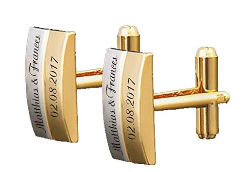 aplusashop ID Manschettenknöpfe mit Gravur nach Wunsch Edelstahl, Hochzeit, Business NEU 014 mit Box (Mit Gravur) von aplusashop