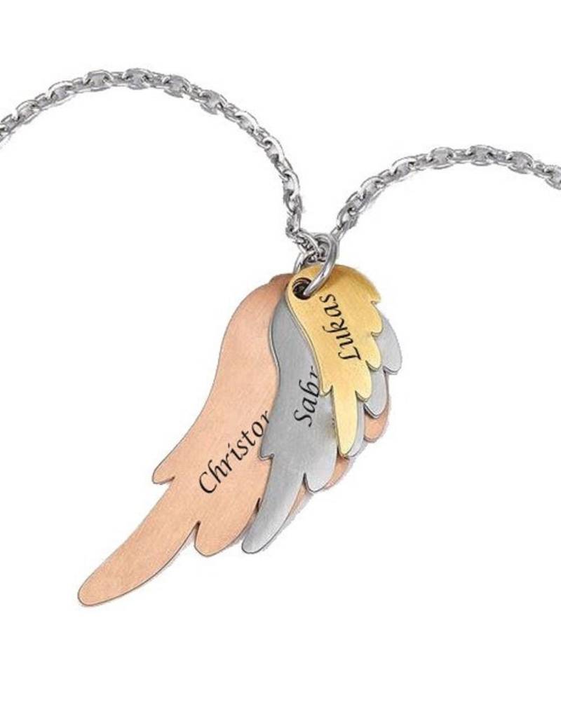 Id Anhänger Angel Wings +Gravur Nach Wunsch Edelstahl Mit Kette Neu Engelsflügel von aplusashop2013