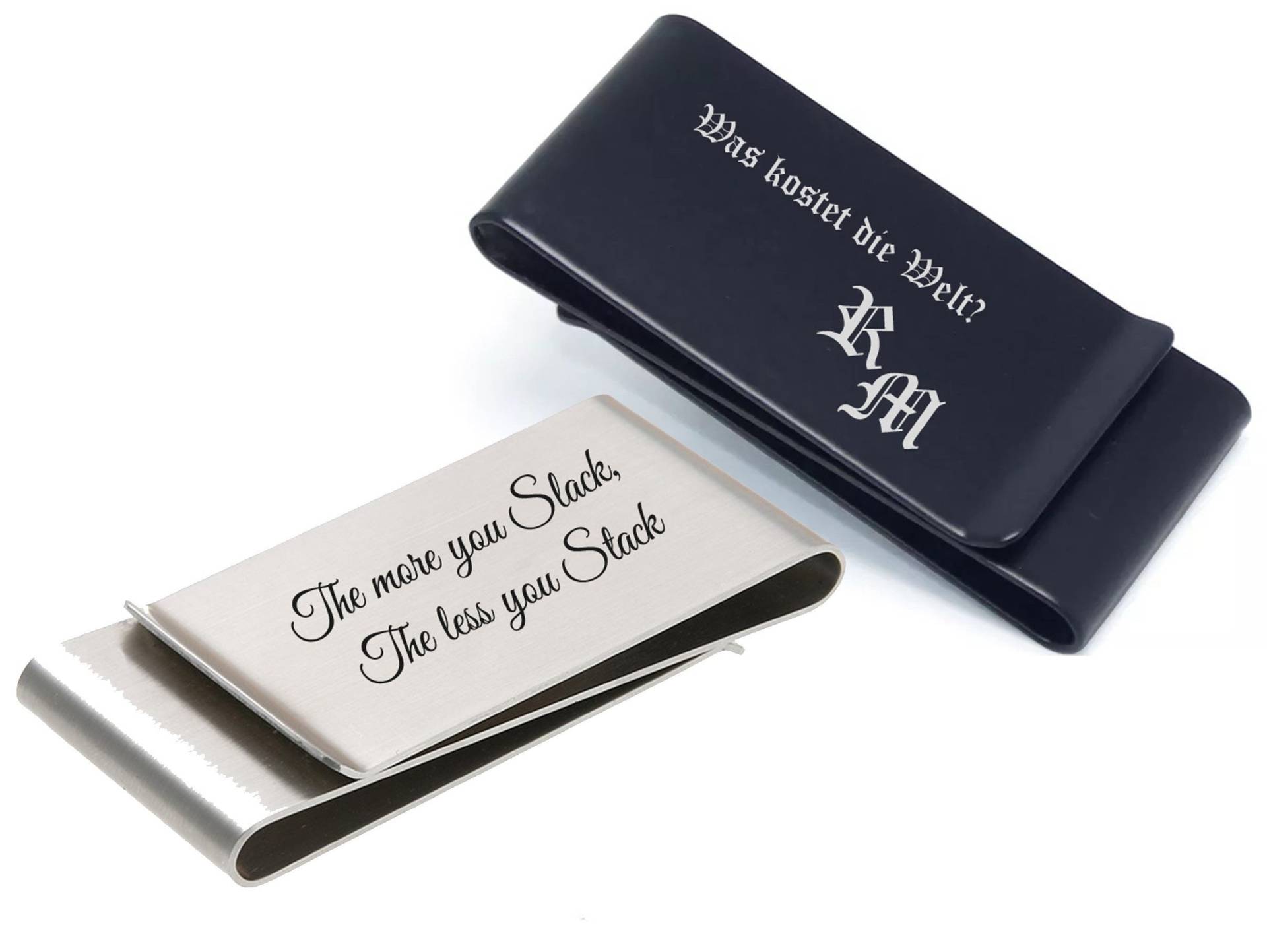 Id Geldklammer Zweifach Mit Gravur Nach Wunsch Edelstahl Geldclip Neu Silber Groß von aplusashop2013