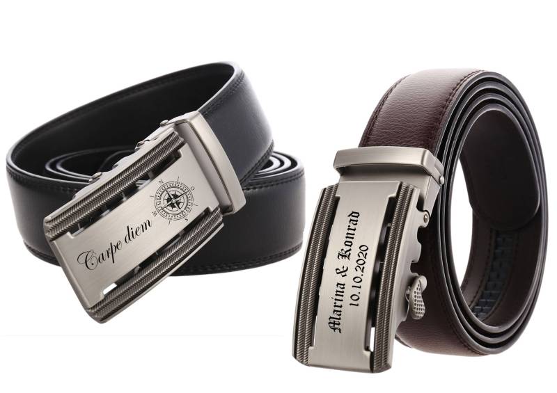 Id Herren Gürtel Echtleder Mit Gravur Nach Wunsch Automatik Massive Schnalle Neu von aplusashop2013