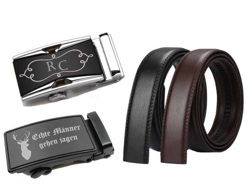 Id Herren Gürtel Echtleder Mit Gravur Nach Wunsch Automatik Schnalle Schwarz Neu Schwarz/Braun von aplusashop2013
