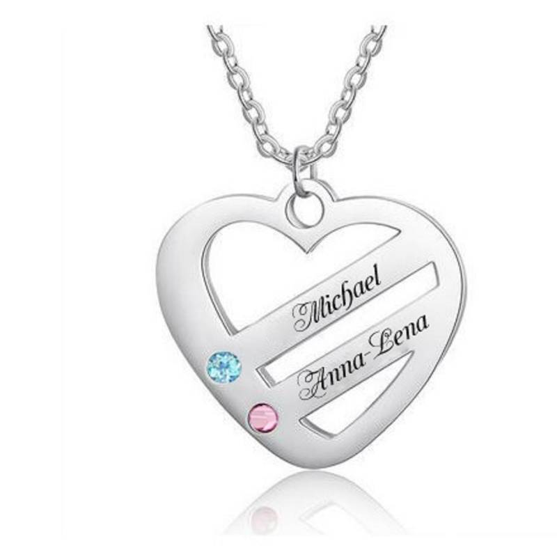 Id Herz Anhänger Mit Gravur Nach Wunsch 2 Zeilen Edelstahl in Silber Straß von aplusashop2013