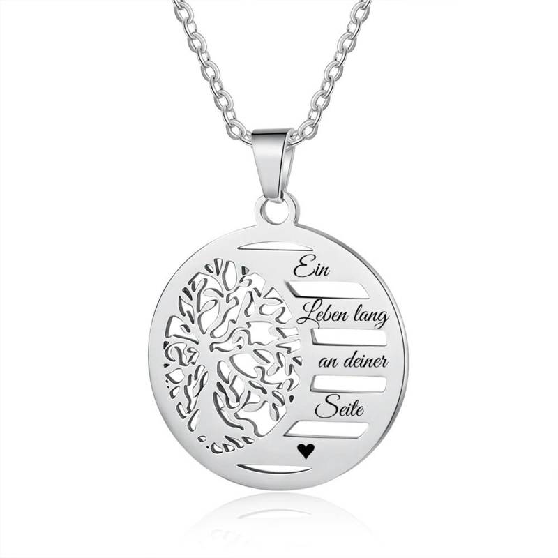 Id Stammbaum Runder Anhänger Mit Gravur Nach Wunsch 5 Zeilen Edelstahl in Silber von aplusashop2013
