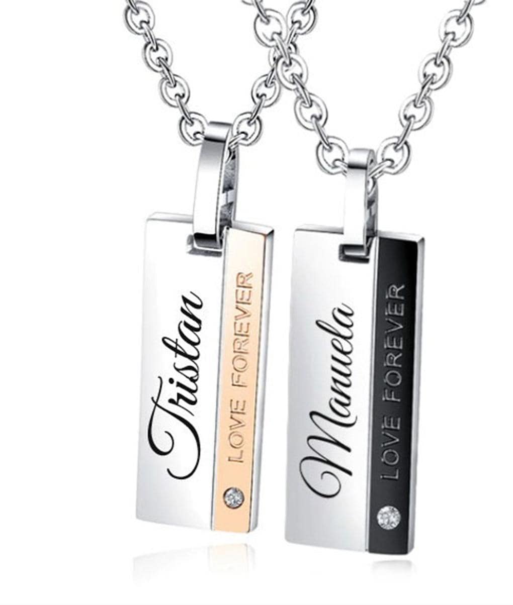 Partner Anhänger "Love Forever" Mit Kette Edelstahl + Gravur Nach Wunsch Strass von aplusashop2013