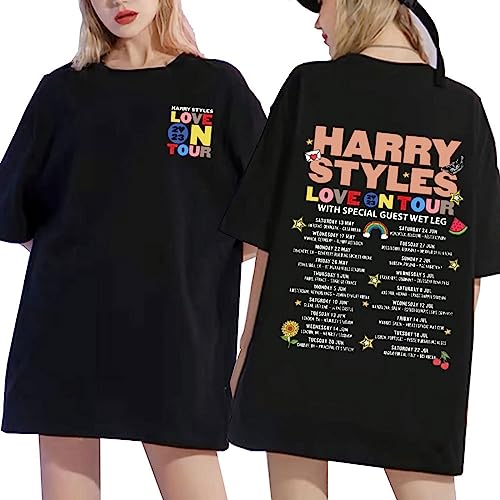 appe Harry Styles Merch Love On Tour 2023 T Shirt Concert Shirts Für Damen Locker Oversized Kurzarm (as3, Alpha, s, Regular, Regular, Schwarz-12) von appe