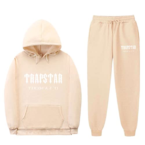 appe Herren Trapstar London Buchstaben Kapuzenpullover + Hose Set Trapstar London LOGO Jogging Anzug Trapstar London Sportswear 2-teiliger Sport Anzug (Khaki,XXXL,3XL) von appe