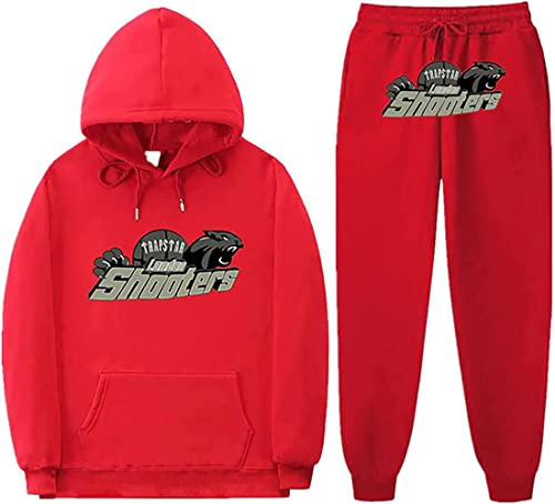 appe Herren Trapstar Trainingsanzug Sets Herren Kapuzenpullover + Hose Set Freizeit Jogginganzug 2-teilig Kapuzenjacke Kapuzenpullover (Red 1,3XL,3XL,Regular,Regular) von appe