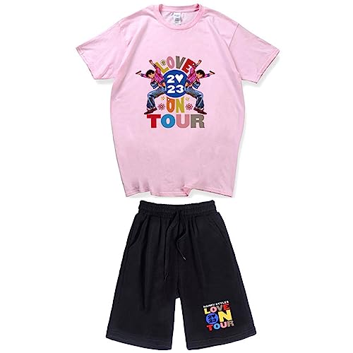 appe Love On Tour Trainingsanzug für Herren Sommer Sportanzug 2 Teiliges Outfit Sport Set Kurzarm T-Shirts + Kurze Hose Freizeitanzug Männer Mode Sporthose (Rosa-3, M) von appe