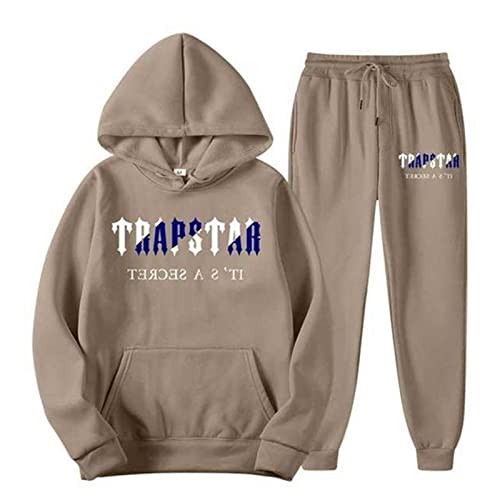 appe Sportswear Trapstar Trainingsanzug Sets Herren Tracksuit Jogging Suit Pullover Hooded Jacket + Trousers Hoodie Autumn Winter Hoodie + Pants Set,Unisex Sportswear (Braun,S,S) von appe