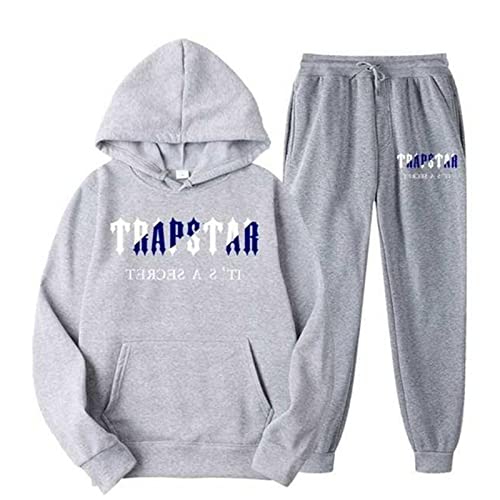 appe Sportswear Trapstar Trainingsanzug Sets Herren Tracksuit Jogging Suit Pullover Hooded Jacket + Trousers Hoodie Autumn Winter Hoodie + Pants Set,Unisex Sportswear (Grau,M,M) von appe