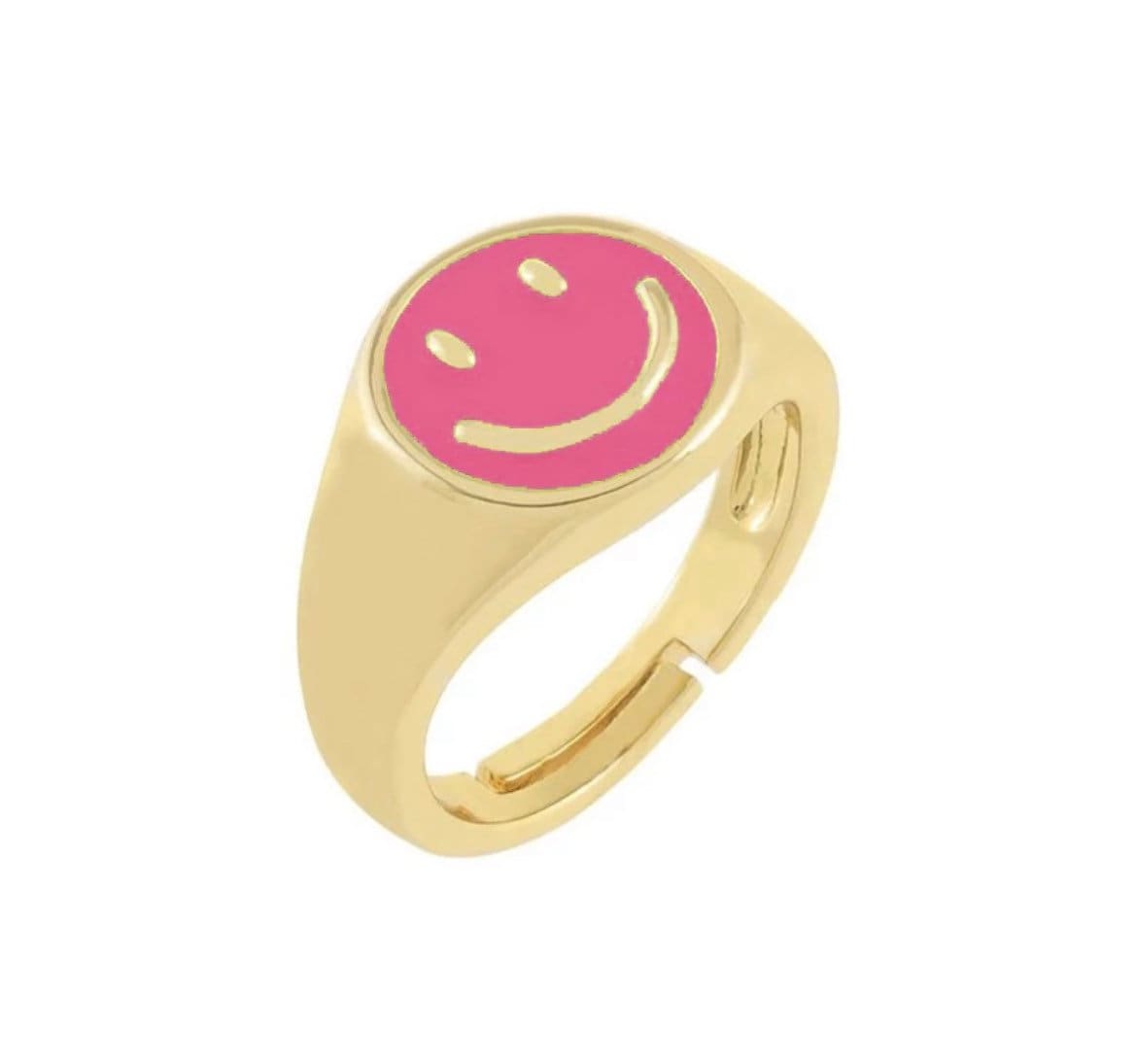 Happy Statement Ring Hot Pink Größenverstellbar von aprilandcloud