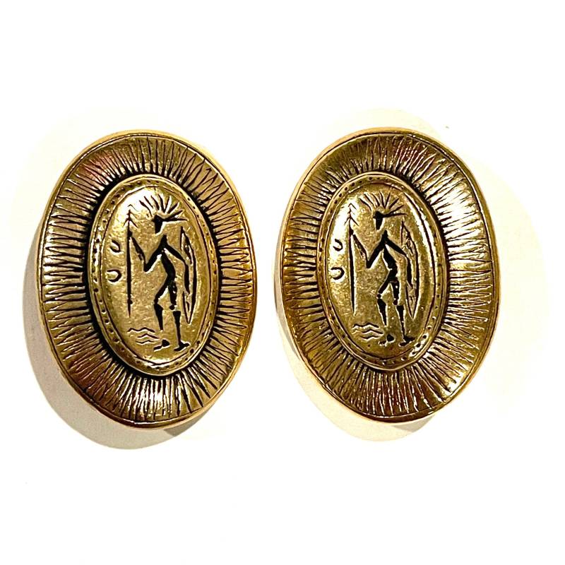 Ferraggioli Bijoux France Messing Geätzte Ovale Ohrclips Made In von aprilsunrises