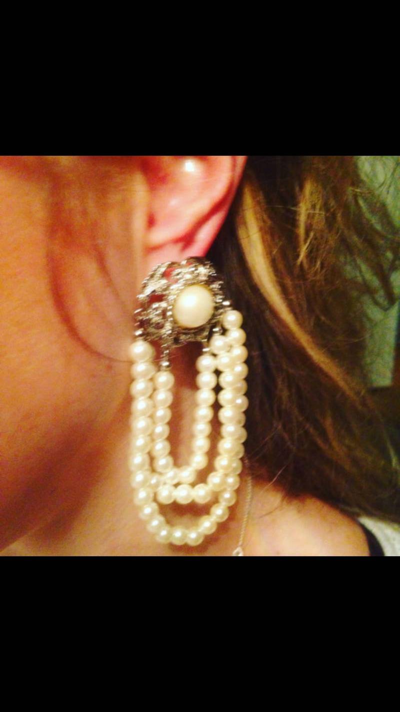 Perle Multi Stränge Vintage Vergoldet Barock Ohrringe Durchbohrt von aprilsunrises