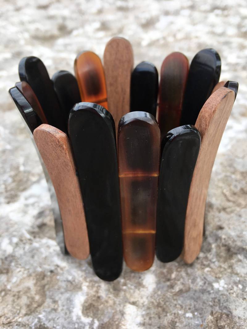 Vintage Handgemachte Echte Horn Und Holz Scheiben Stretch Armband von aprilsunrises