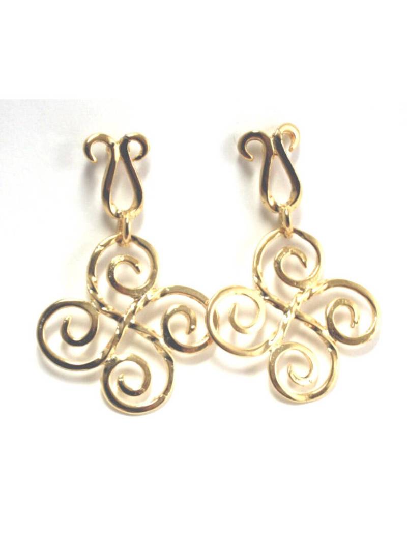 Vintage Retro Boho Barock Filigrane Schnecke Gehämmert Vergoldete Ohrhänger von aprilsunrises