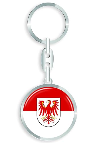 aprom Brandenburg Schlüsselanhänger + Sticker - WM EM Fussball - Metall-Keyholder mit 3D Effekt. Mit Auto PKW Aufkleber RD von aprom