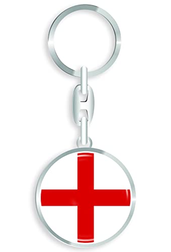 aprom England Schlüsselanhänger + Sticker - WM EM Fussball - Metall-Keyholder mit 3D Effekt. Mit Auto PKW Aufkleber RD von aprom