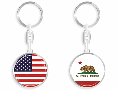 aprom Kalifornien USA - Schlüsselanhänger + Sticker - WM EM Fussball - Metall-Keyholder mit 3D Effekt. Mit Auto PKW Aufkleber RD von aprom