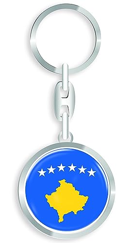 aprom Kosovo Schlüsselanhänger + Sticker - WM EM Fussball - Metall-Keyholder mit 3D Effekt. Mit Auto PKW Aufkleber RD von aprom