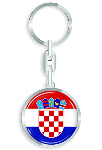 aprom Kroatien - Schlüsselanhänger + Sticker - WM EM Fussball - Metall-Keyholder mit 3D Effekt. Mit Auto PKW Aufkleber RD von aprom