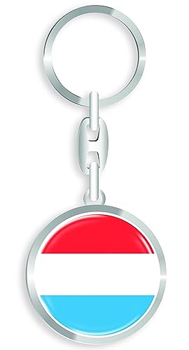 aprom Luxemburg Schlüsselanhänger + Sticker - WM EM Fussball - Metall-Keyholder mit 3D Effekt. Mit Auto PKW Aufkleber RD von aprom