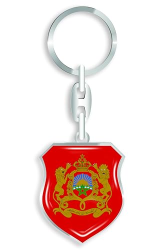 aprom Marokko Schlüsselanhänger + Sticker - WM EM Fussball - Metall-Keyholder mit 3D Doming Effekt. Mit Auto PKW Aufkleber WP von aprom