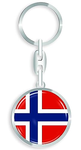 aprom Norwegen Schlüsselanhänger + Sticker - WM EM Fussball - Metall-Keyholder mit 3D Effekt. Mit Auto PKW Aufkleber RD von aprom