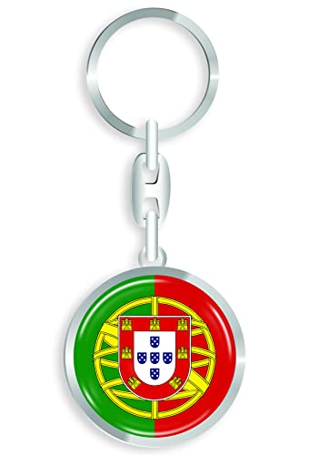 aprom Portugal - Schlüsselanhänger + Sticker - WM EM Fussball - Metall-Keyholder mit 3D Effekt. Mit Auto PKW Aufkleber RD von aprom