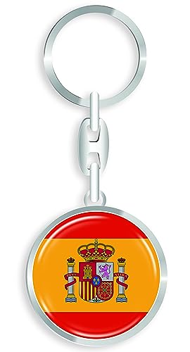 aprom Spanien Schlüsselanhänger + Sticker - WM EM Fussball - Metall-Keyholder mit 3D Effekt. Mit Auto PKW Aufkleber RD von aprom