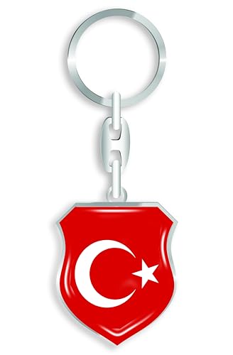 aprom Türkei - Schlüsselanhänger + Sticker - WM EM Fussball - Metall-Keyholder mit 3D Doming Effekt. Mit Auto PKW Aufkleber WP von aprom