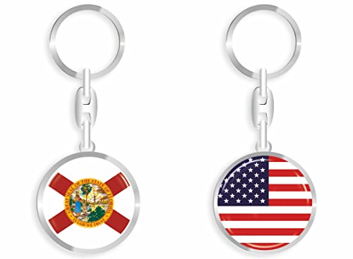 aprom USA Florida Schlüsselanhänger + Sticker WM EM Fussball - Metall-Keyholder mit 3D Effekt. Mit Auto PKW Aufkleber RD von aprom