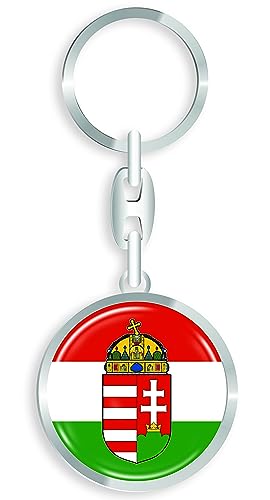 aprom Ungarn Schlüsselanhänger + Sticker - WM EM Fussball - Metall-Keyholder mit 3D Effekt. Mit Auto PKW Aufkleber RD von aprom