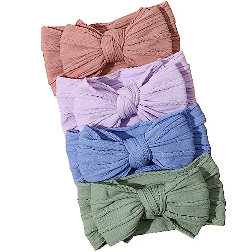 4 Stück Baby Turban Stirnband Baby Nylon Stirnbänder Schleife Stirnbänder Dehnbar Weich Breit Für Babys Elastische Kopfbedeckung Atmungsaktiv Baby Stirnbänder Leicht Baby Haar Accessoires von apughize