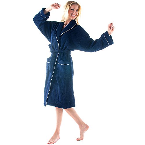 aqua-textil Rügen Bademantel Schalkragen XXL dunkel-blau Baumwolle Damen Herren Frottee Saunamantel Morgenmantel Unisex von aqua-textil