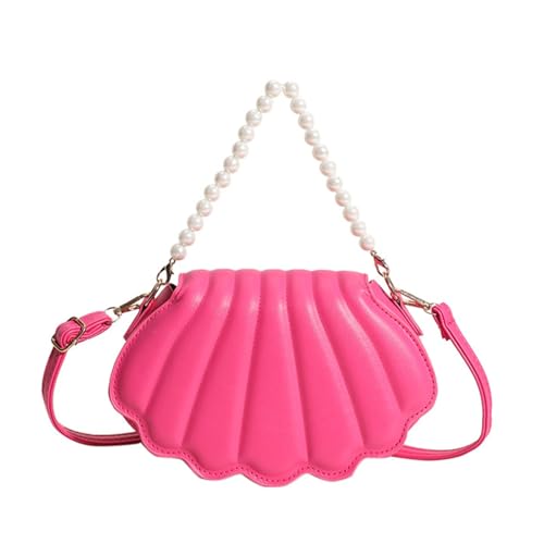 aqxreight Shell Messenger -Tasche mit Künstlicher Perlenkette - Stilvolle PU Lederhandtasche für Frauen Vielseitig und Design (Eine Größe) von aqxreight