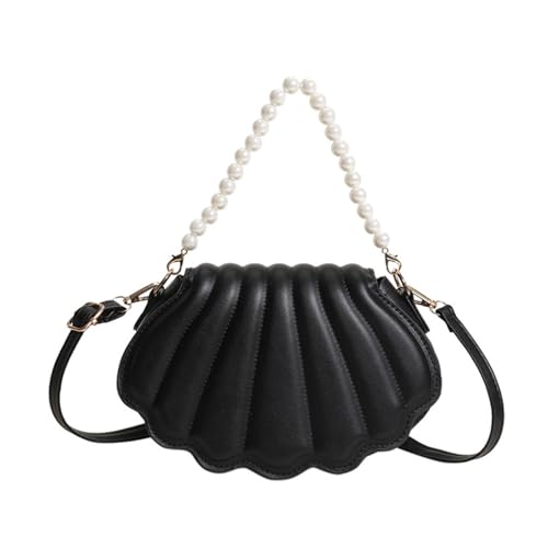 aqxreight Shell Messenger -Tasche mit Künstlicher Perlenkette - Stilvolle PU Lederhandtasche für Frauen Vielseitig und Design (Eine Größe) von aqxreight