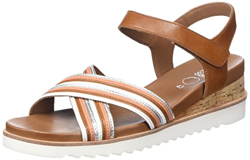 ARA Damen Valencia Sandale, Weiss/Cognac,Peach/Weissgold, 41 EU von ARA