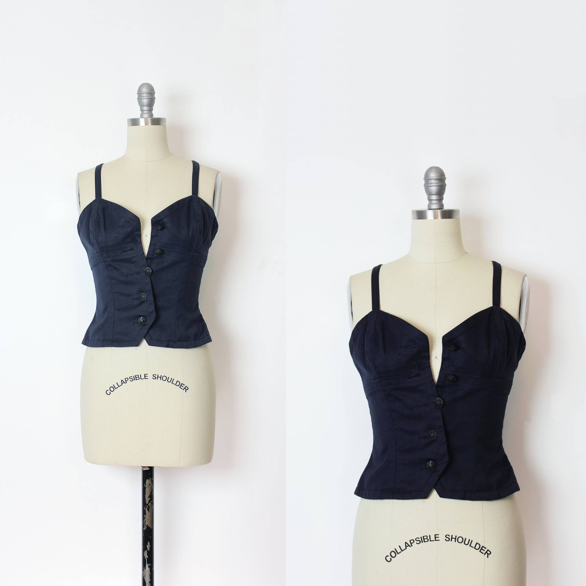 Vintage Korsett Von Yves Saint Laurent/Ysl Rive Gauche Bustier Aus Baumwolle 1980Er Jahre Designer Vintage von archetypevintage