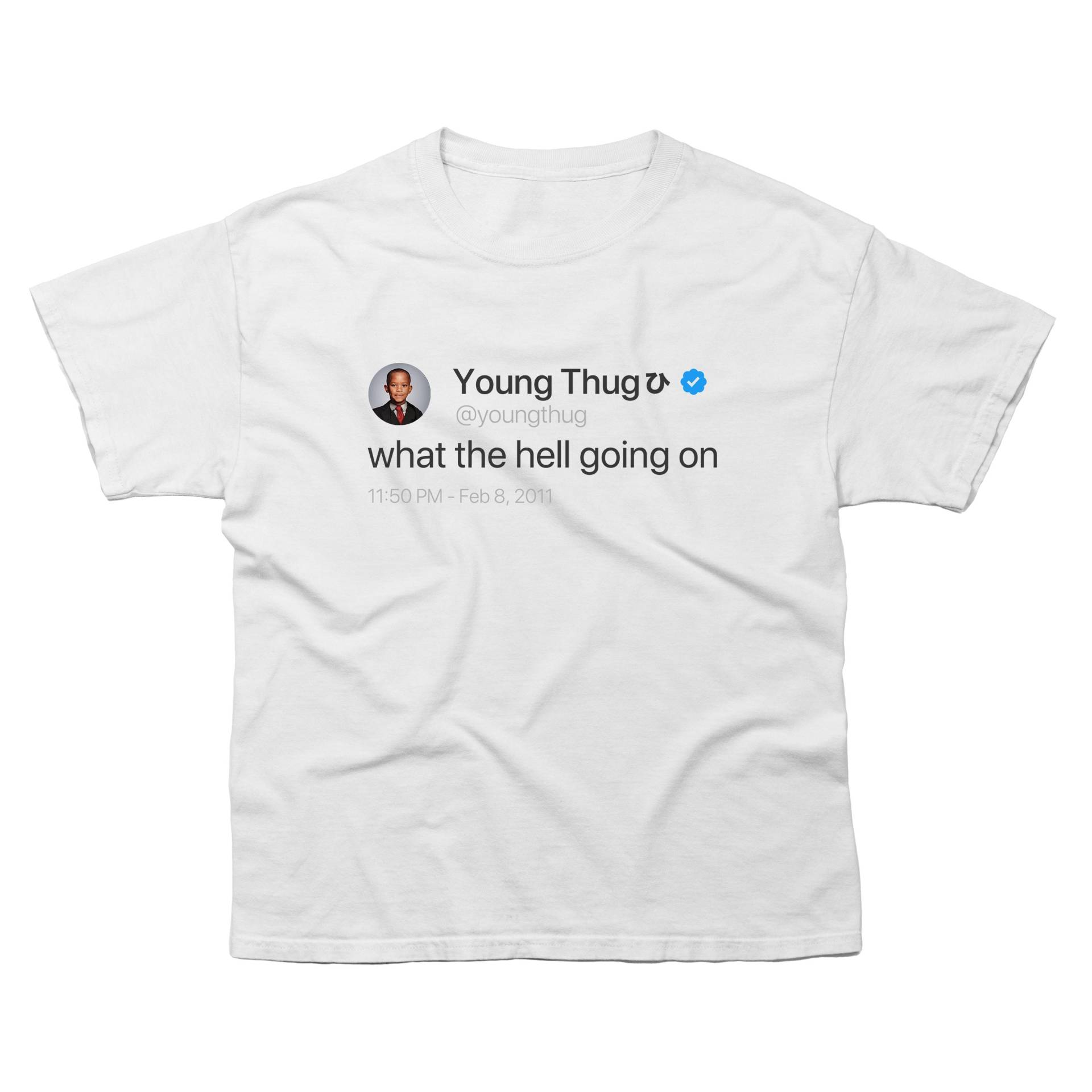 Junger Thug "What The Hell' Twitter T-Shirt von archivesprints
