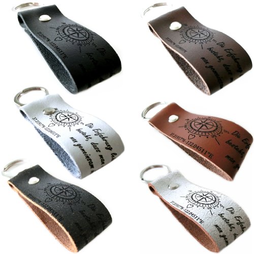 area17® Leder Schlüsselanhänger - DIE KOORDINATEN DES HERZENS - 8 cm schwarz, INKLUSIVE WUNSCH GRAVUR von AREA17