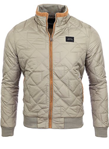 area2buy Herren-Jacke Übergangs-Jacke Quilted Windbreaker mit Ärmel-Patches A-715 Beige S von area2buy